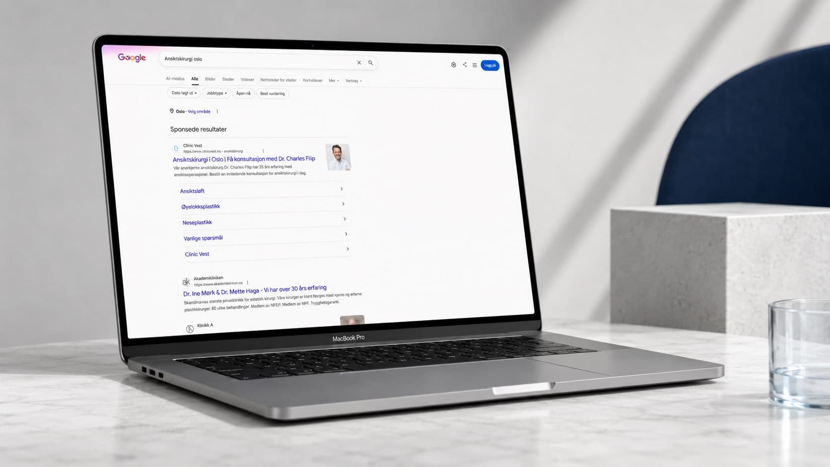 Eksempel på en Google-annonse